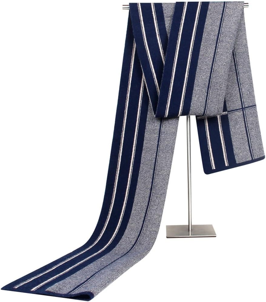 Autumn and winter knitted blended men's scarves with striped imitation cashmere necklaces