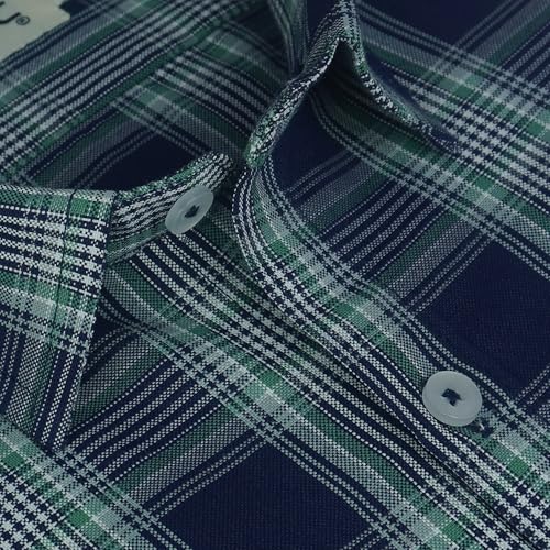 Image of GHPC Cotton Checkered Half Sleeves Regular Fit Formal Shirt for Men