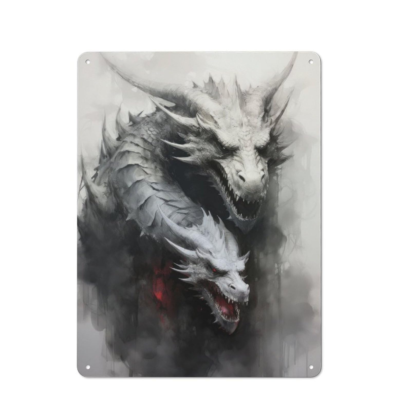Junmoney Dual Dragons Tin Wall Plaque 40X30cm With For Studio Or Craft Room, For Metal Sign Collectors, For Kitchen And Home Bar Decor