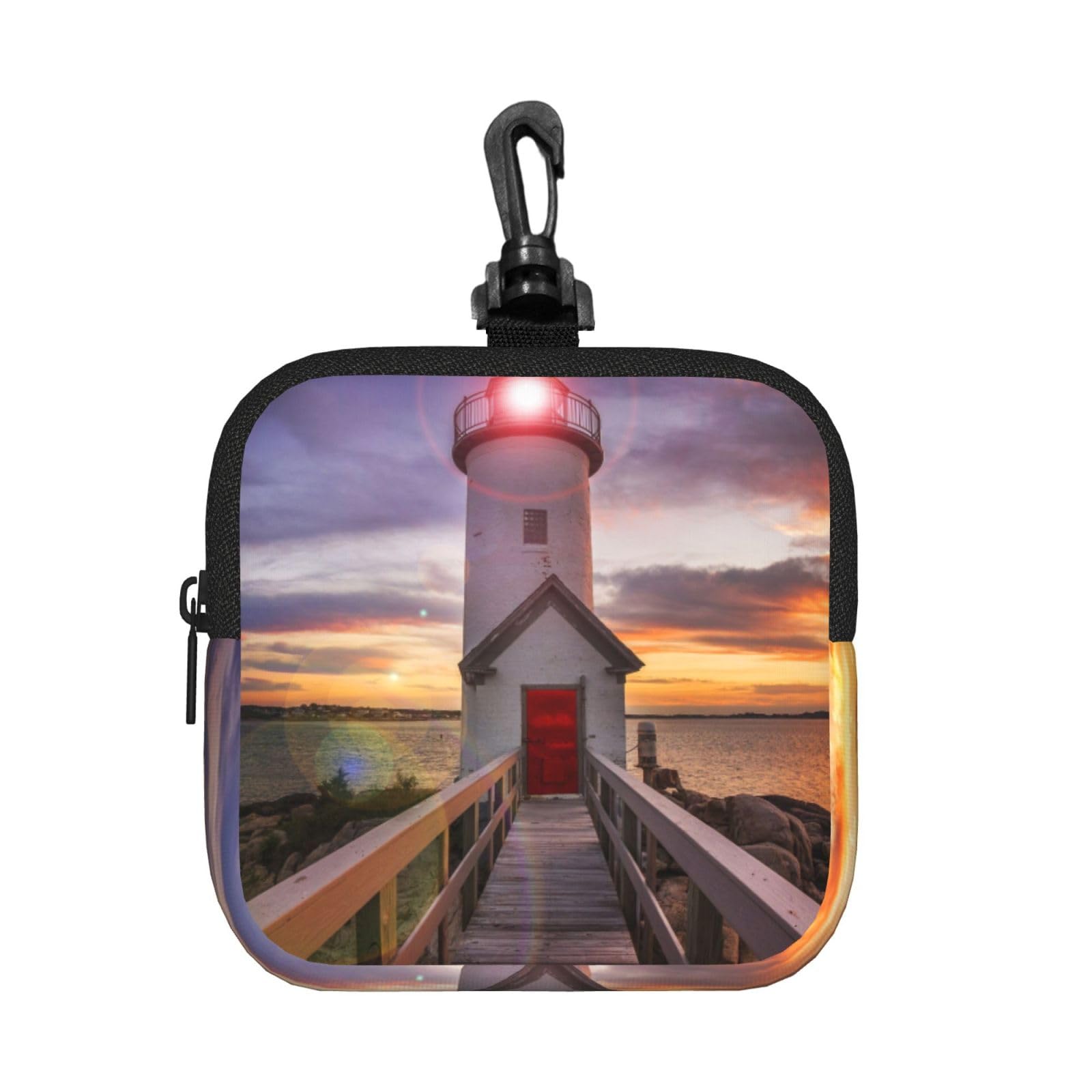 Lighthouse Print Square Storage Bag Travel Toiletry Cosmetic Organizer Pouch Lightweight Reusable
