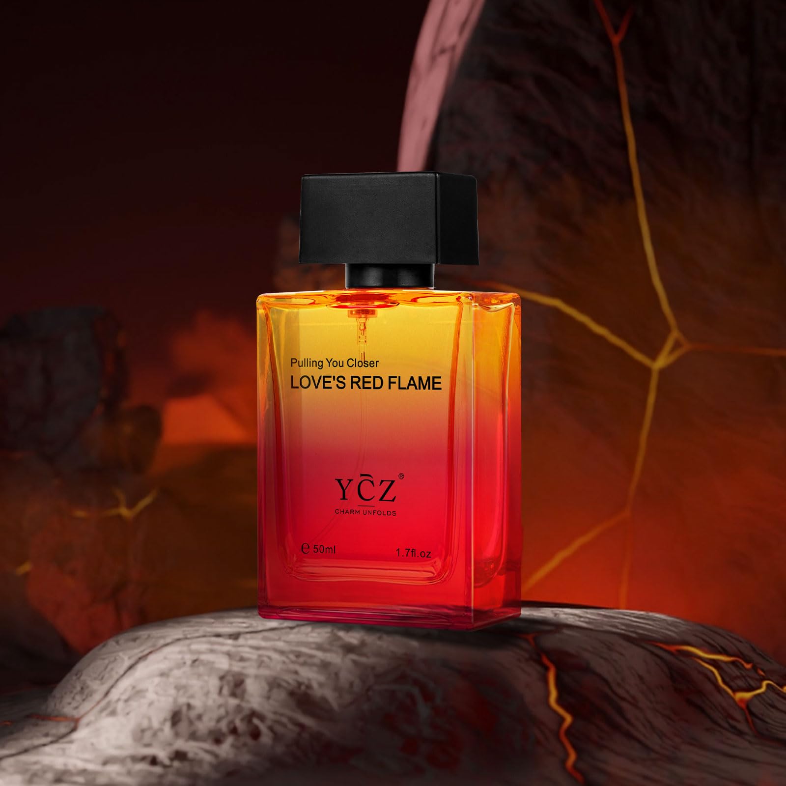 Ycz LOVE'S RED FLAME Men's Perfume 1.65 oz, Gradient Red Flame Bottle for Passionate Love Perfume, Spicy Woody Signature Long-Lasting Fragrance - Ideal Men Perfumes for Special Occasions Daily
