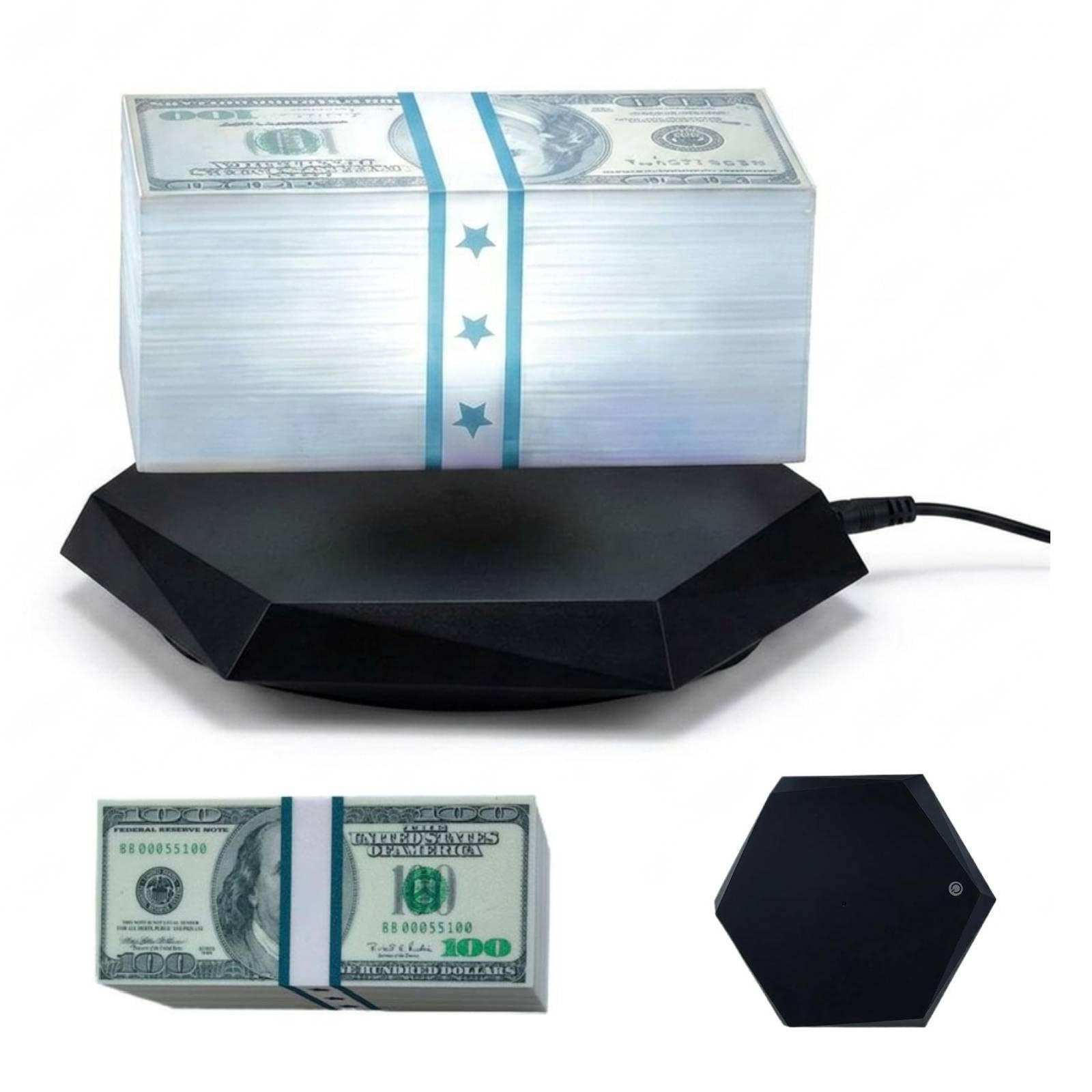 Floating Money Banknote Lamp for Fans, Magnetic Levitating Dollar Display Desk Lamp 3Color Led Ambient Light, 360° Rotating MoodLamp for Game Room Office Bedroom Man Cave, Cool Gifts for Men,Gamers