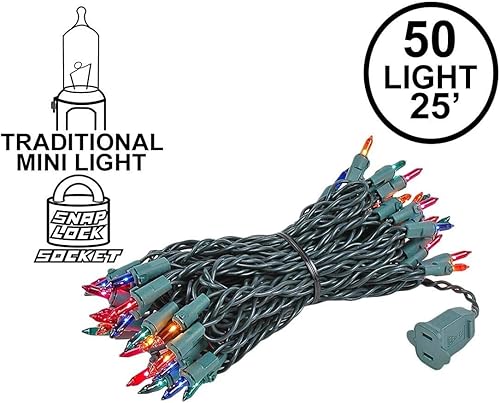 Miniatura 6 de Novedad luces 50luz de Navidad Mini juego de luces, cable verde, 25de largo, Misión, Rojo