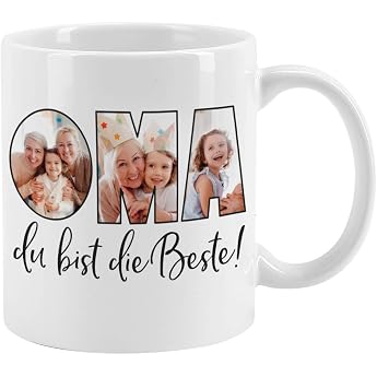 Herz & Heim Photo Mug with Your Own Pictures for the Best Grandma Design Yourself