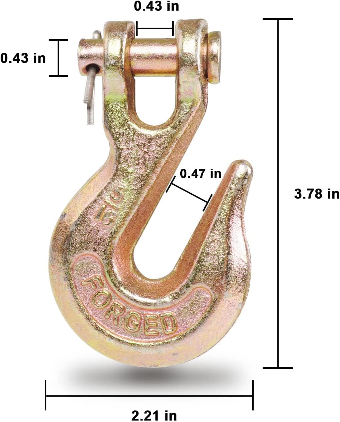 Grab Hook Clevis End 3/8"(10Pack) Pin Clevis Rigging Tow Transport Truck Trailer Hook 7500 Lbs Working Load Limit