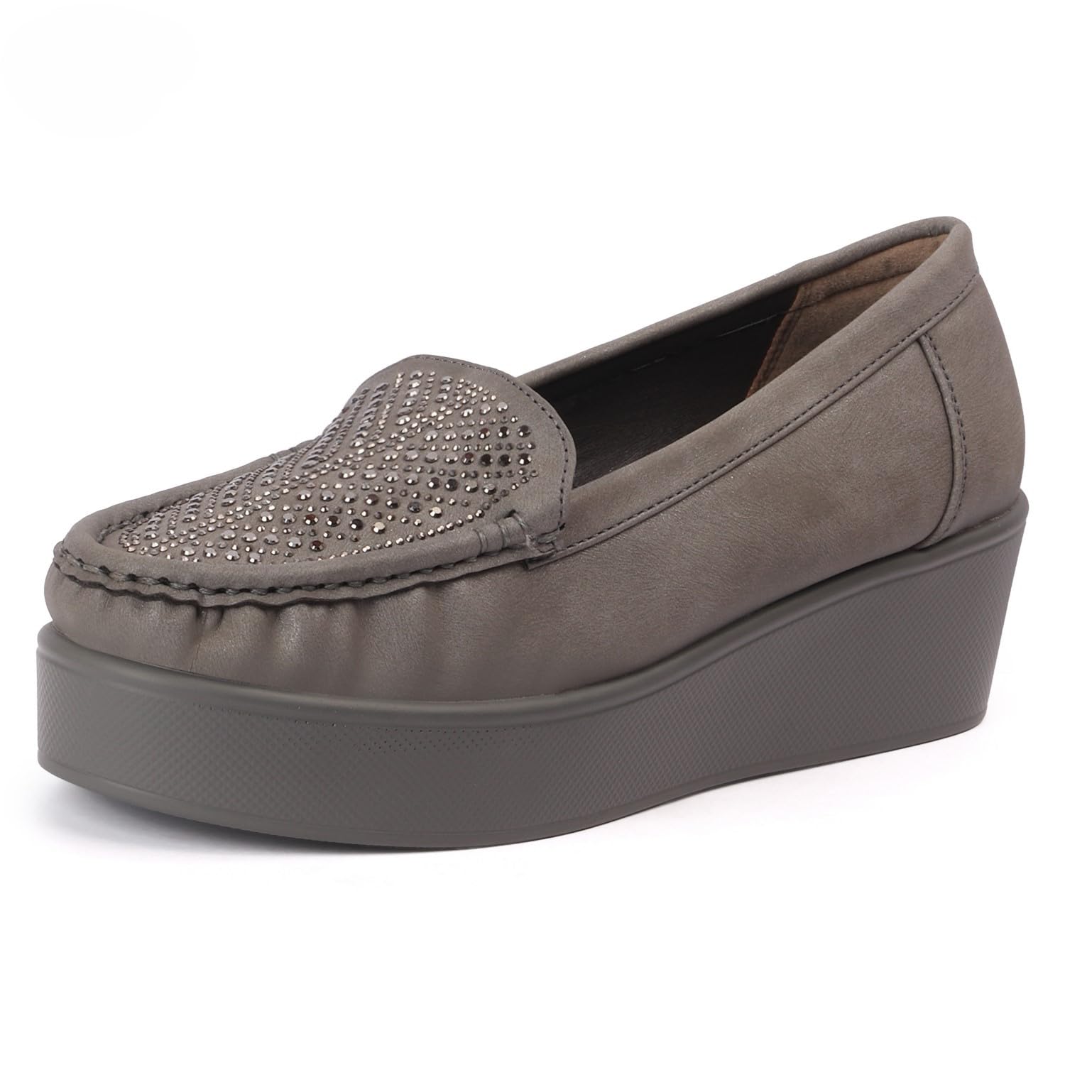 vendoz Women’s Platform PU Sole Loafers | Ultra Lightweight I Stylish Slip-On Casual Shoes with Metal Buckle | Comfortable Everyday Mocassins Ballet I for Casual Office Formal Wear LF908-picture-20