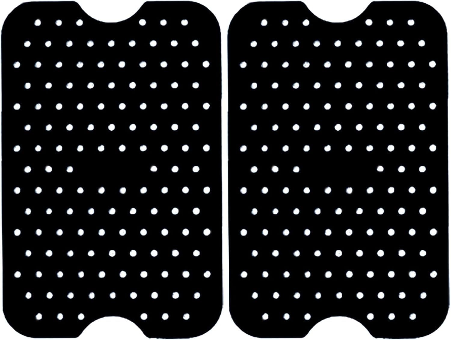 Uniersal Reusable Silicone Air Fryer Liners Non-Stick Silicone Liner 5x8 Inch Black for Double Basket Air Fryer, 2pcs
