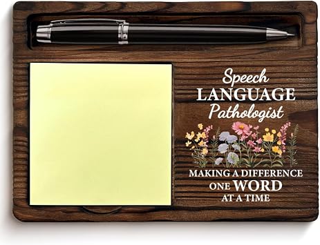 Speech Language Pathologist SLP Gifts for Women Coworker, Appreciation Gifts for Speech Therapist Pathologist Pathology SLP Post it Note Dispenser for Therapy Office Desk Decor