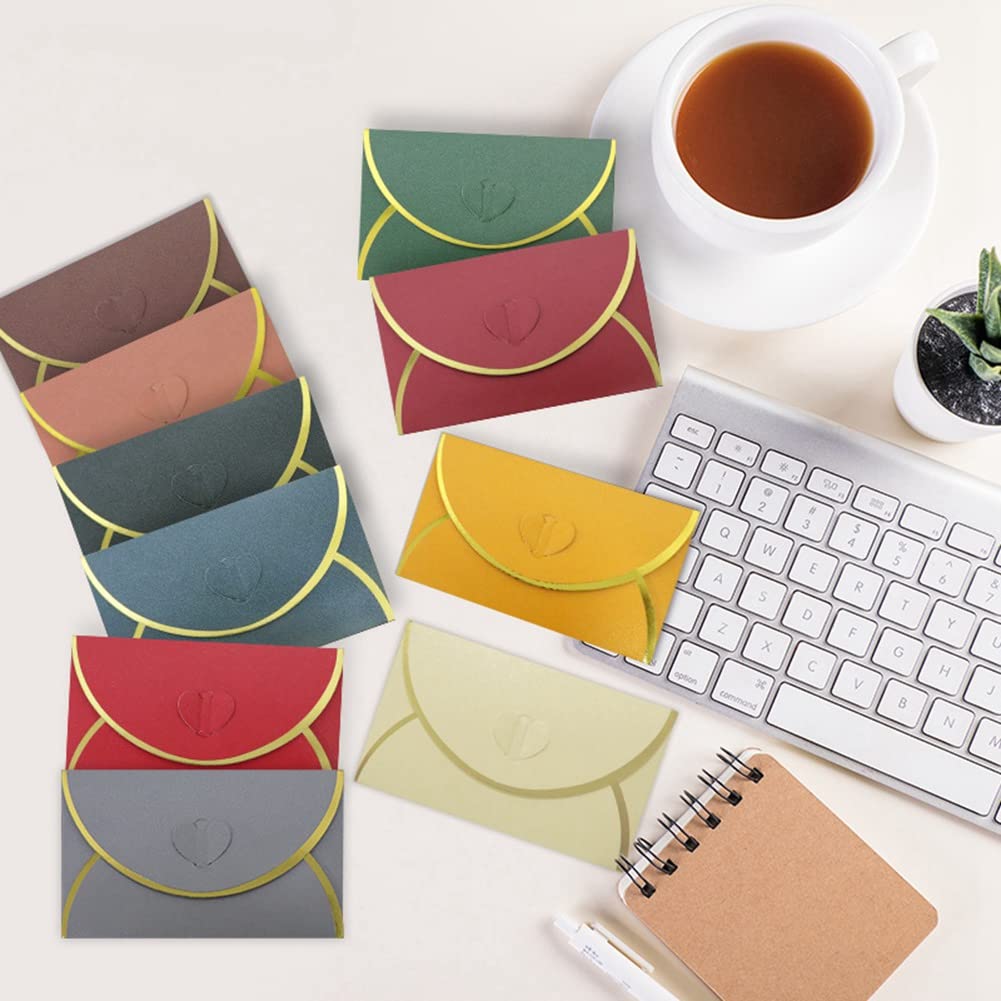 ZDSFSD 50Pcs Gift Card Envelopes with Love Buckle Envelopes with Gold Border Business High-End Envelope for Note Cards Wedding Dark Green - Image 4