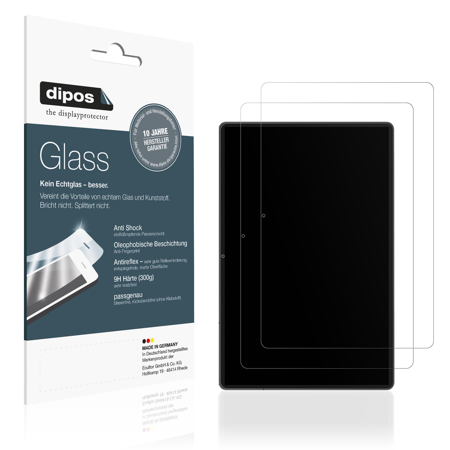 dipos 2x Protector de Pantalla 9H mate para Teclast T65 13.4 Zoll | Antirreflejos, no se rompe ni astilla, no es cristal, antigolpes, antiarañazos, sin burbujas, autoadhesivo