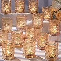 DARJEN - Juego De 36 Portavelas De Vidrio Para Ceras De Té LED Sin Llama, Portavelas Clásico Para Decoración De Mesa De Boda Y Hogar, Fiestas Clásico