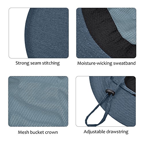 Cooling Hat Wide Brim Sun Hats Safari Boonie Fishing Cap, Removable Bucket Crown #TOP4