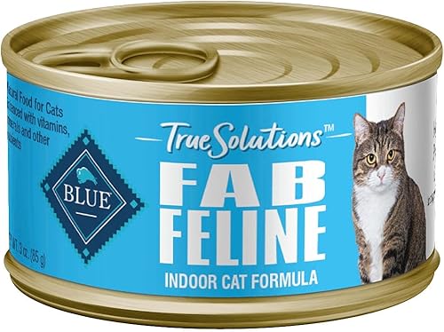 Blue Buffalo True Solutions Fab - Alimento húmedo natural felino para gatos adultos de interior, pollo, latas de 3 onzas (24 unidades)
