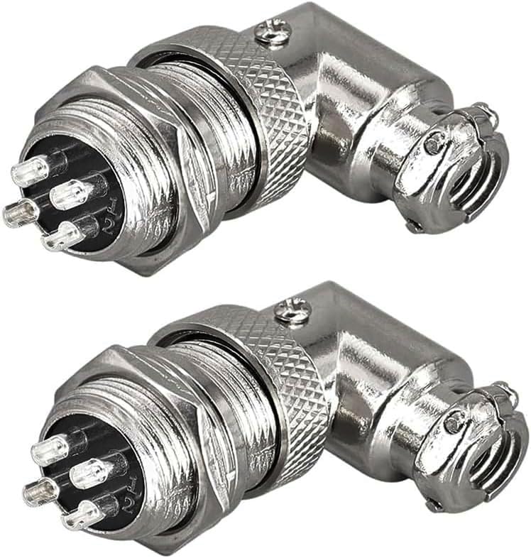 RUNCCI-YUN 2 pièces GX16 4 Broches Angle Droit Aviation Connecteur,16mm souder Mâle et Femellespanneau Câble Connecteur d'aviation (GX12 4 Pin 90 Degree)