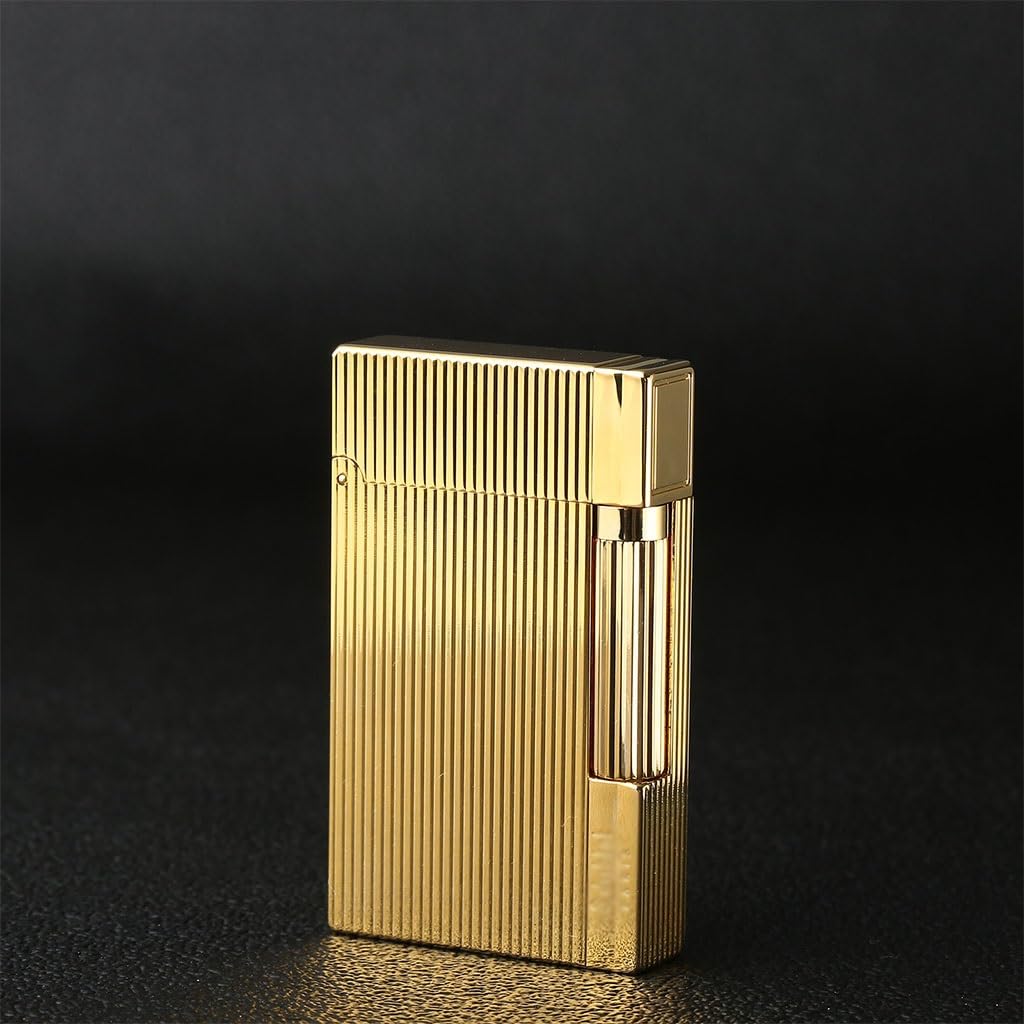 Classic Flip-Top Vertical Pit Texture High-End Brass Lighter Windproof Butane Torch Crisp Piano Sound Side-Slide Ignition High-End Gift