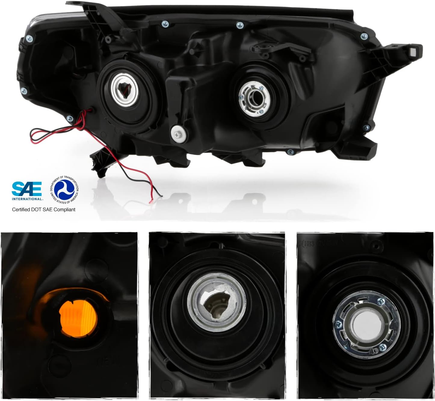 AKKON - Fits 2010-2013 Toyota 4Runner [C-Tube Bar] LED Parking Black Headlights Pair Driver Left+Passenger Right Replacement