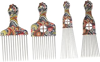 KALLORY 4 Pçs Pente Africano Pente De Cabelo Pente De Cabelo Masculino Pente De Cabelo Masculino Punho Escova De Cabelo Masculino Peruca Trança Pente De Dentes Largos Pente De Cabelo