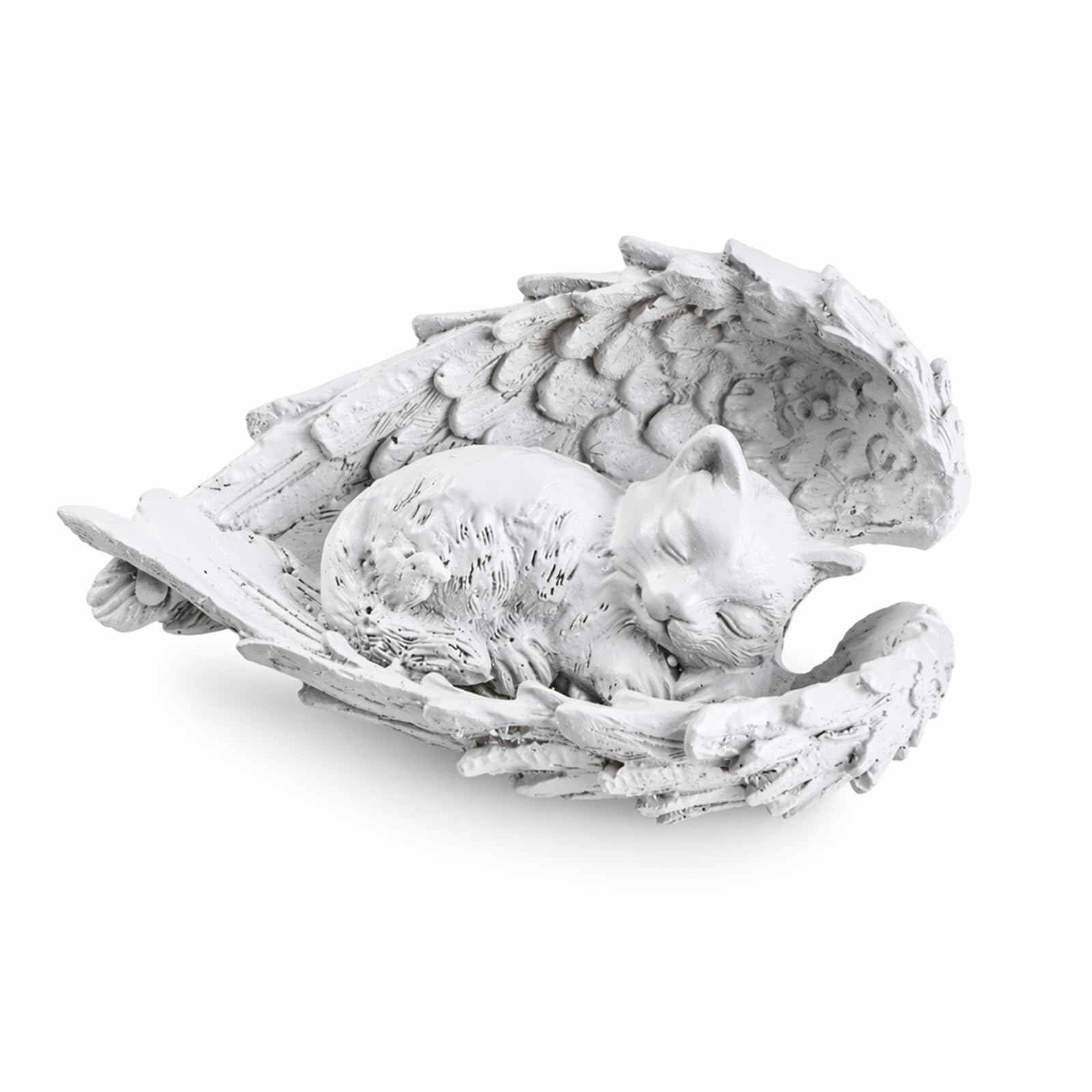 Rovelin Cat Memorial Stone, Angel Wing Sleeping Cat Statue Pet Memorial