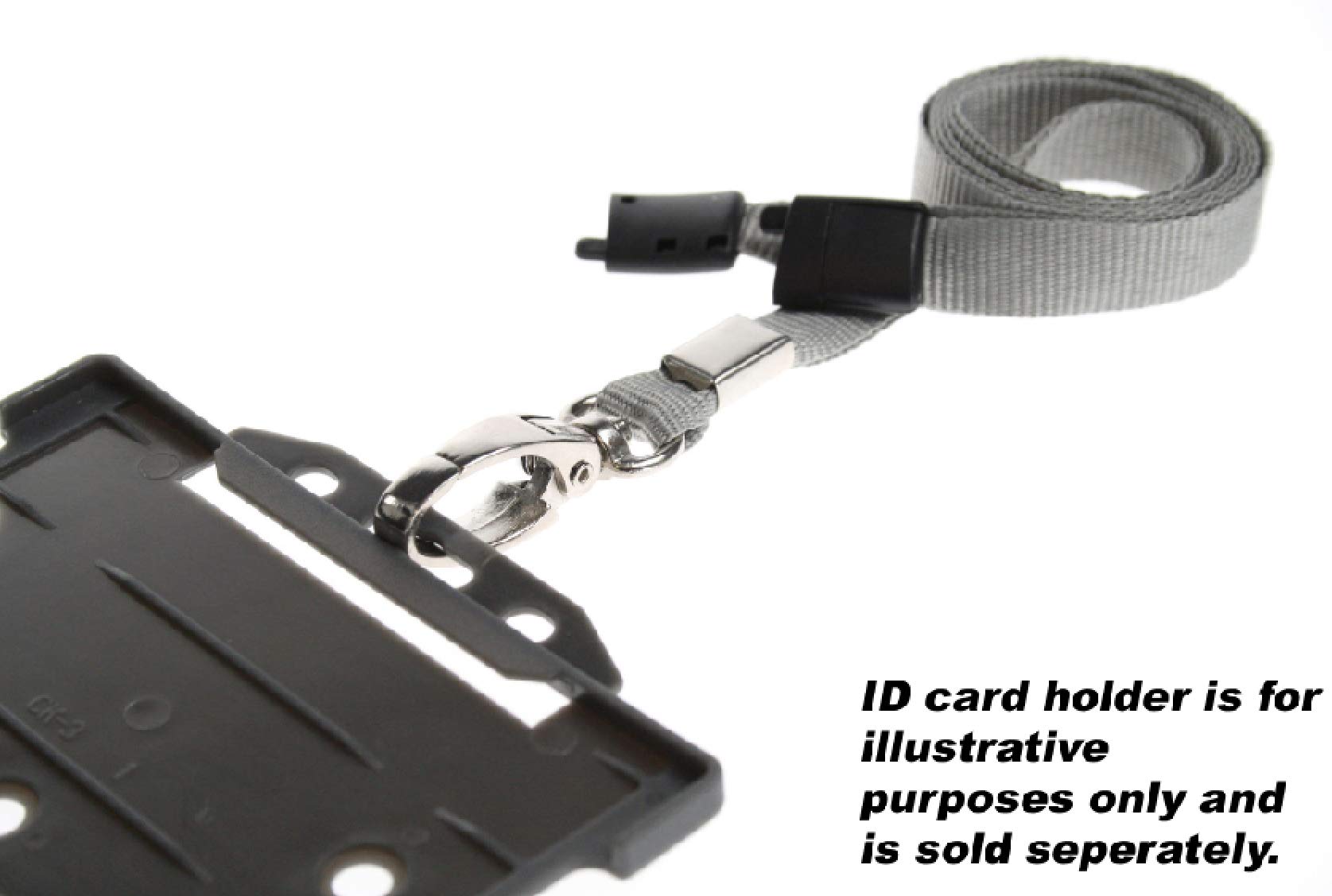 ID Card IT Lanyard Neck Strap ID Card Pass Badge Holder Neck Strap Safety Breakaway x 10 (Grey Metal Clip) - Image 3