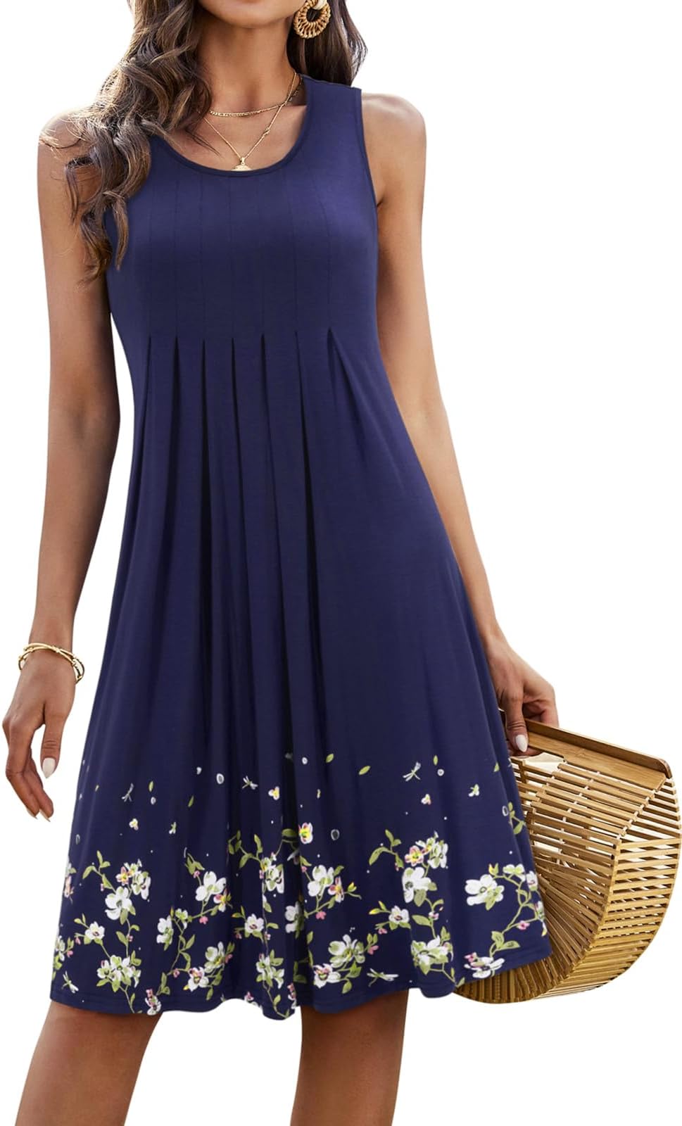 Summer Dresses for Women UK Casual Sundress Ladies Sleeveless Tank Dress Midi Floral Beach Cover Ups