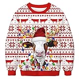 Roevite Long Sleeve Christmas Sweatshirts for Womens Mens Caw with Christmas Hat Funny Christmas Swe