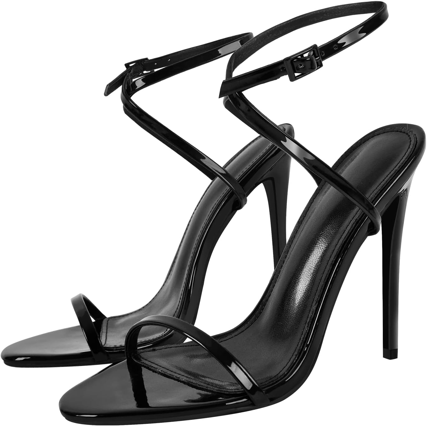 onlymakerheels Strappy High Stiletto Heels, Ankle Strap Buckle Heeled Womens Sandals, Sexy Comfort Open Round Toe Heels for Daily Party Dress - Image 4