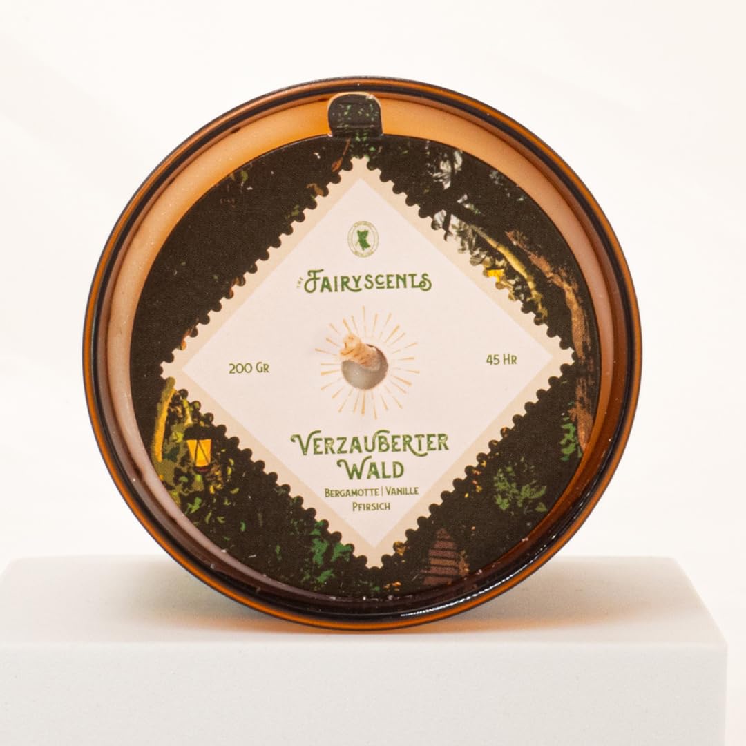 Verwunschene Welten Duftkerzen Set 3-teilig – Zimt & Vanille, Bergamotte & Pfirsich & Vanille, Orange & Birne – 45h Brenndauer je Kerze – Handgefertigt & Vegan – Geschenkset für Winter & Zuhause