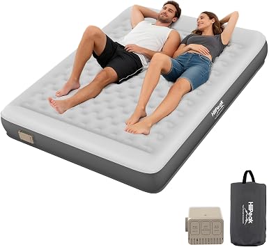 HiiPeak Inflatable Mattress, Air Bed, Double Airbed with Wireless Removable Built in Pump, Blow Up Mattress, Folding Guest Bed Self Inflating with Flocked Surface for Camping and Home Use