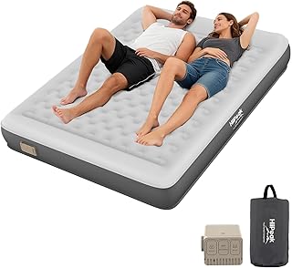 HiiPeak TPU Luftbett für 2 Personen mit integrierter elektrischer Pumpe – Selbstaufblasende Luftmatratze, aufblasbare Matratze, PVC-frei, tragbares aufblasbares Gästebett bis 400 kg belastbar