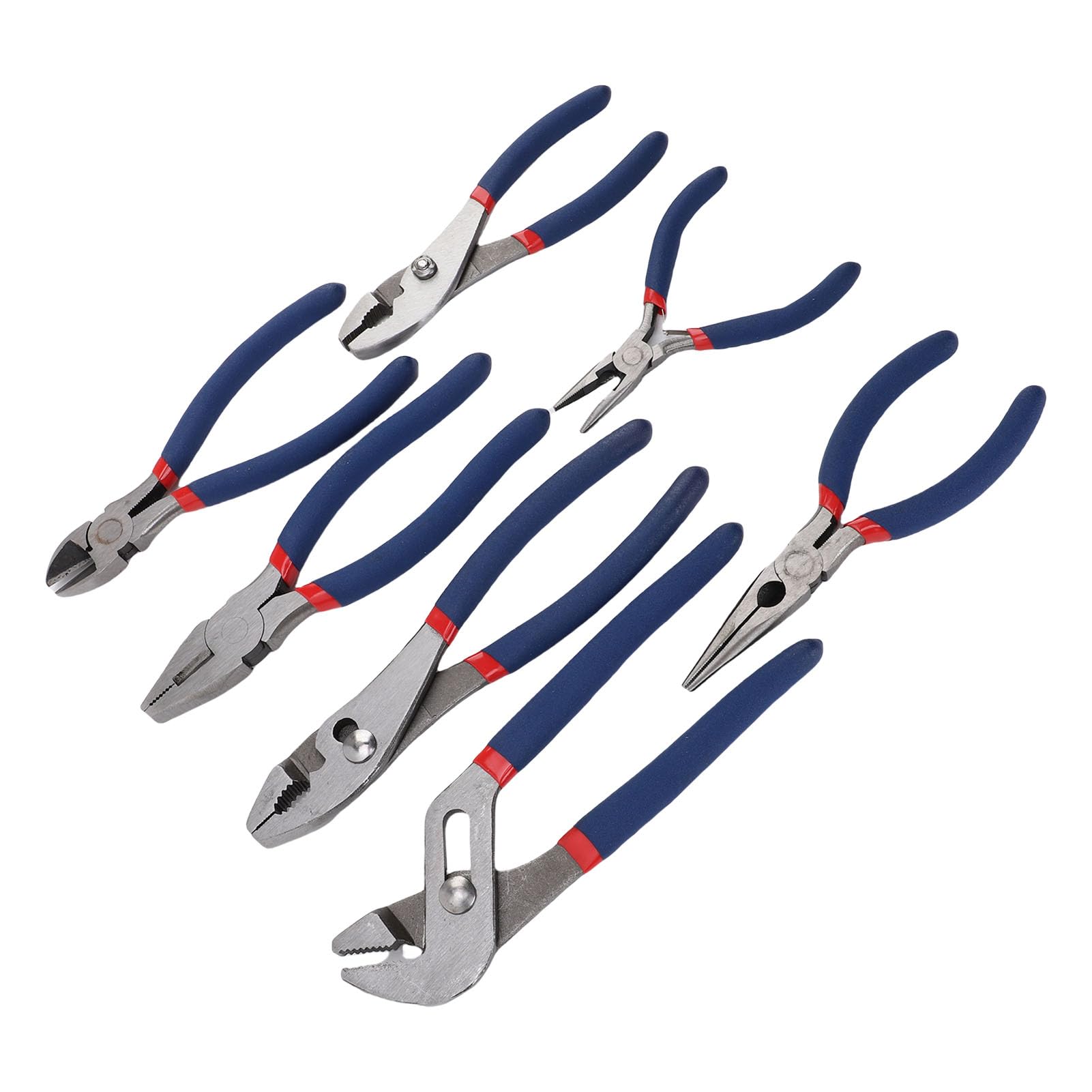 Set di 7 Pinze con Pinza a Giunto Scanalato e Pinza a Slittamento | Kit di attrezzi multiuso per riparazione auto, acciaio , impugnature comode, naso lungo, guardalinee, pinze diagonali