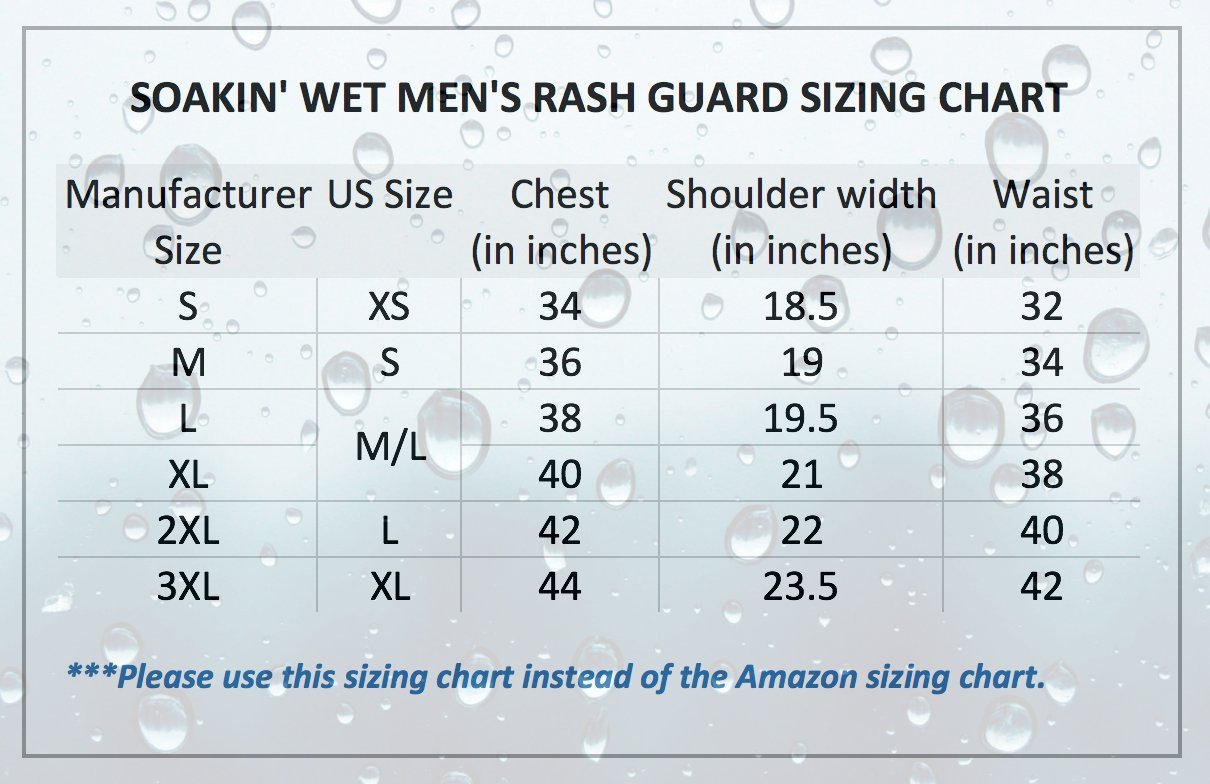 Soakin' Wet Long Sleeve Rash Guard Swim Shirt for Men 3X Black