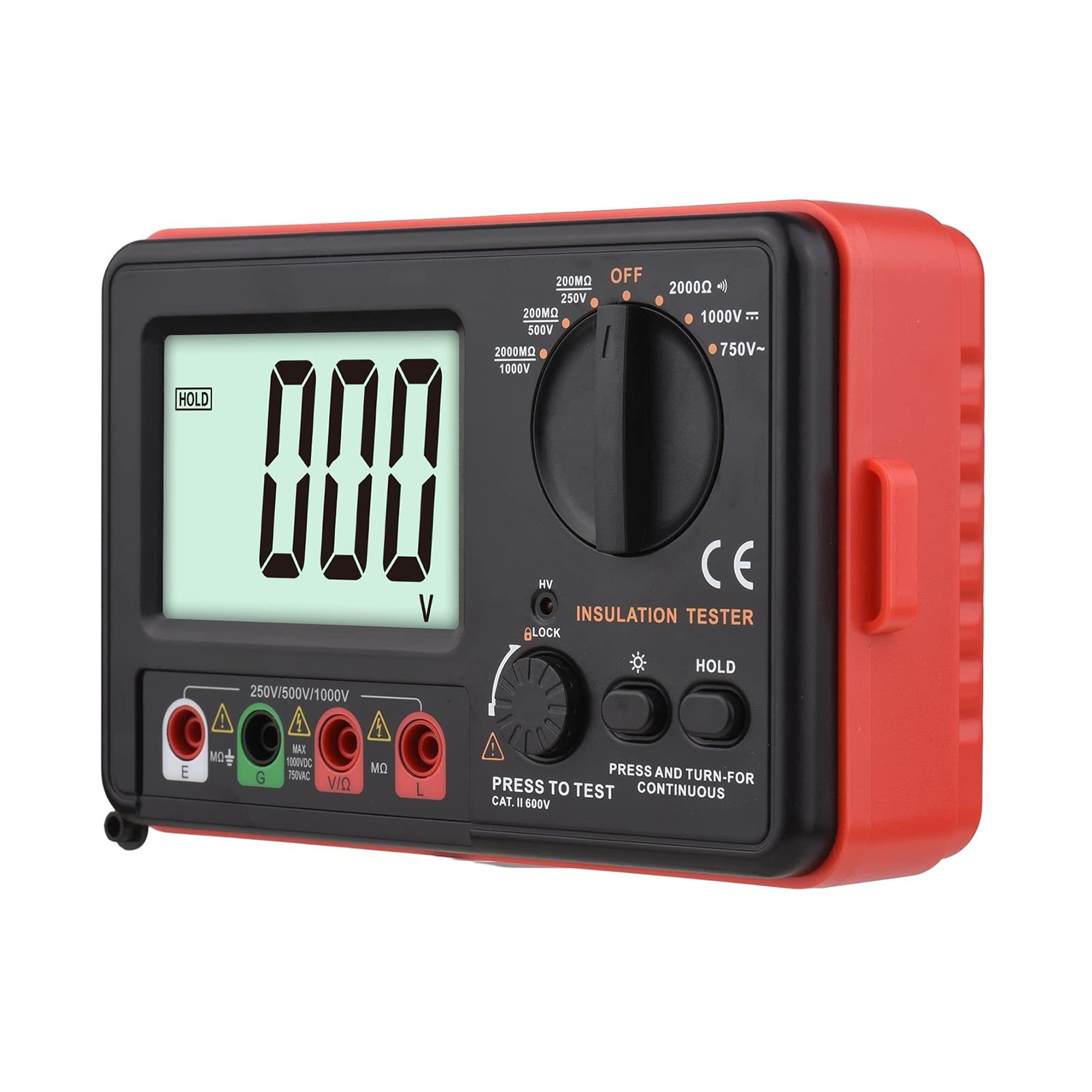 Digitales Isolationswiderstandsmessgerät mit LCD-Hintergrundbeleuchtung DC 250V/ 500V/ 1000V AC 750V Multifunktions-Isolationswiderstands-Messgerät-Kit mit Riemen/Schutzdeckel/Stoffbeutel.