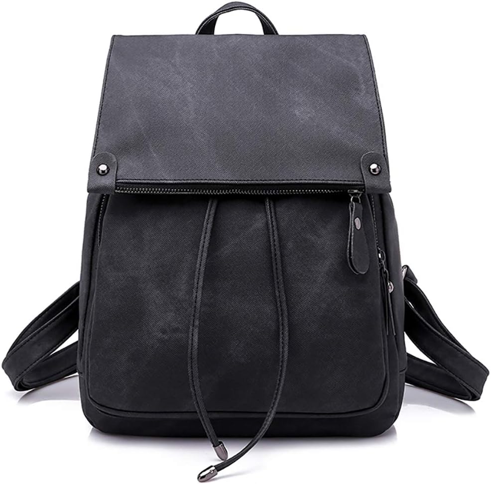 Women Backpack Waterproof Anti-theft Lightweight PU Fashion Leather Nylon School Shoulder Bag Travel Cute Backpack Girls Ladies, Black, X