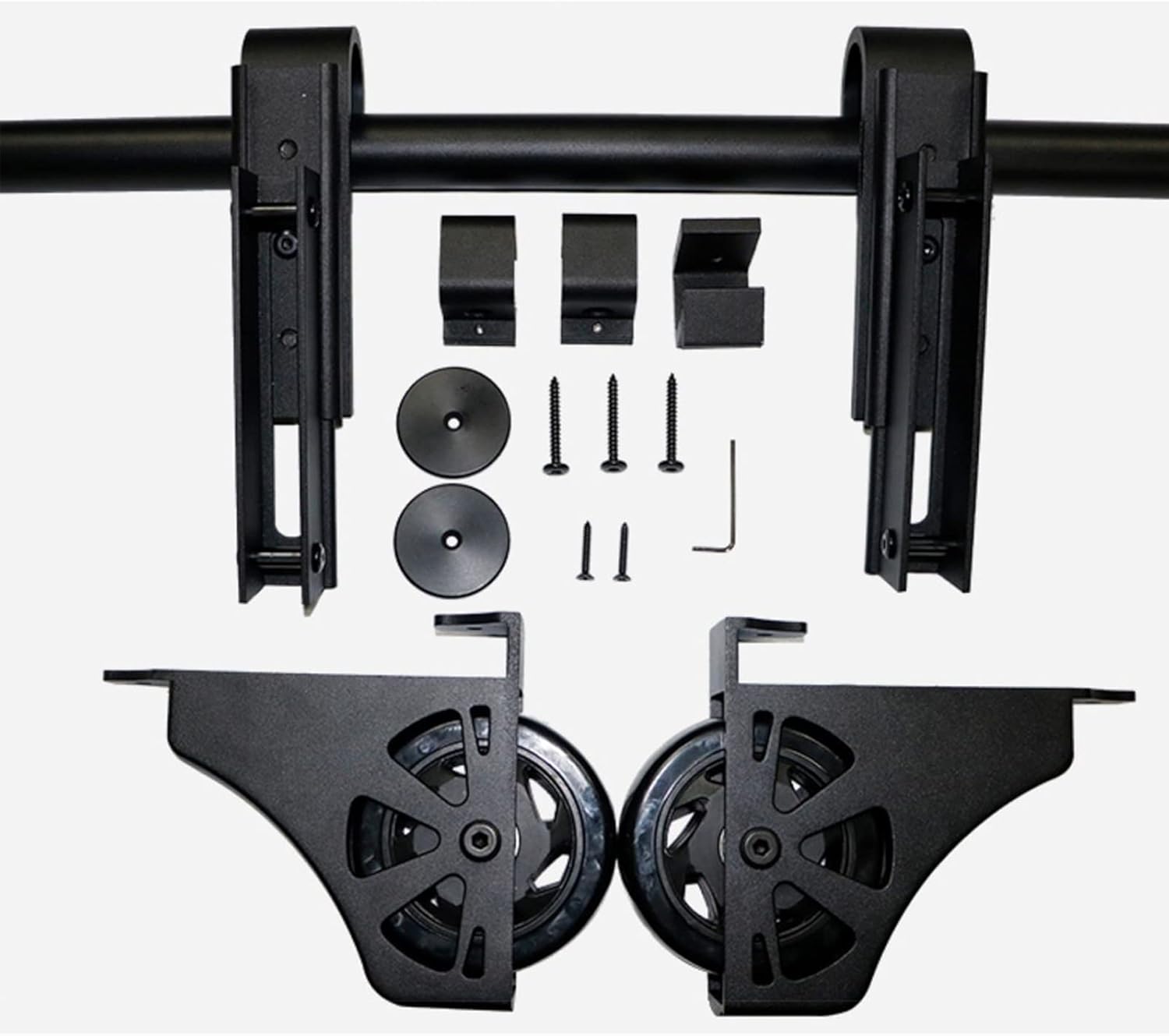 Rolling Library Sliding Ladder Hardware Kit - Sliding Barn Door Track Hardware Accessories, Aluminum Alloy Round Tube Mobile Ladder Track Accessories (with Floor Rollers), for Home/LOFT