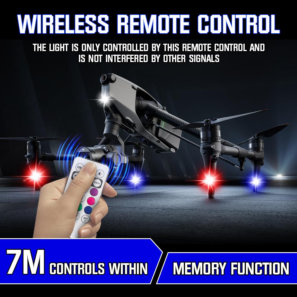 Lumières Stroboscopiques LED Moto avec Télécommande 8 Couleurs Imperméable Sans Fil Lumière D'anti-Collision USB Chargé Strobe Drone Light pour Moto RC Voiture Drone Camion Avion Vélo -8PCS