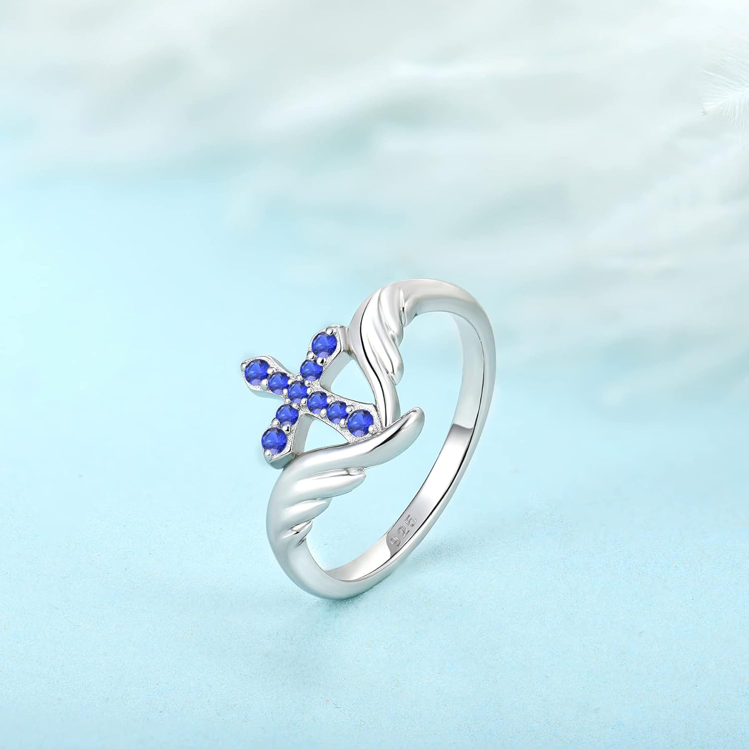 STARCHENIE Cross Ring 925 Sterling Silver Angel Wings Ring for Women Size 5-10 - Image 4
