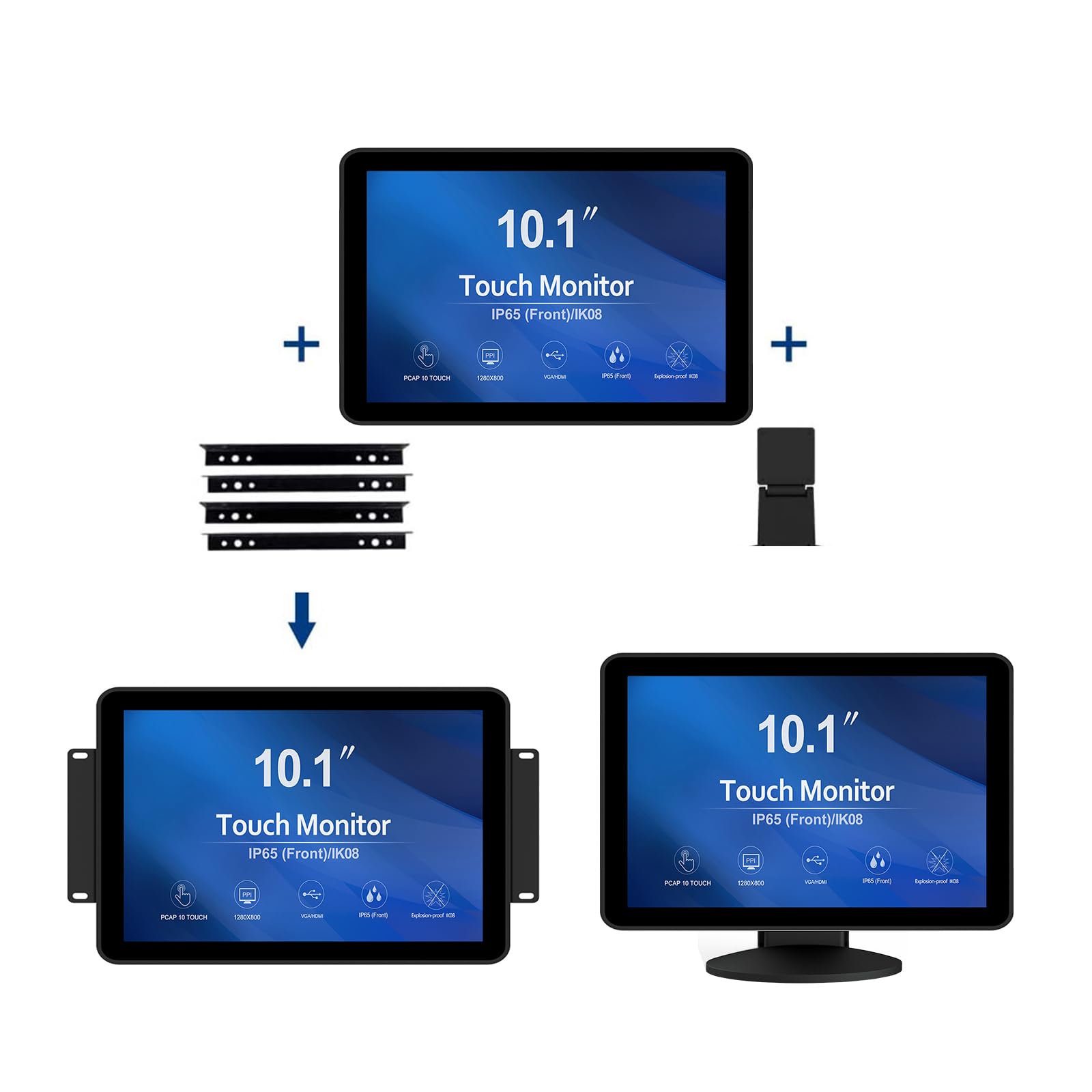 Touch Screen Monitor 10.1 Inch Waterproof Industrial - Dettaglio