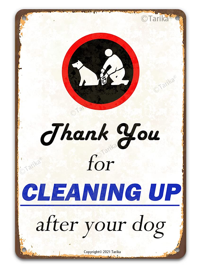 Tarika Thank You For Cleaning Up After Your Dog Vintage Yard Warning Signs Retro Metal Tin Sign Funny Dog Pet Wall Fence Art Plaque Decor 12X8 Inch