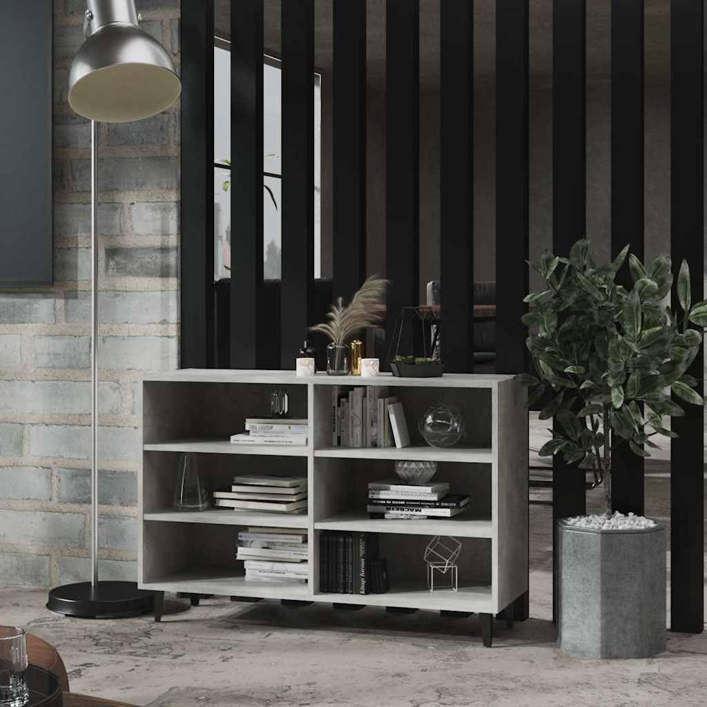 Credenza grigio cemento, 103,5 x 35 x 70 cm, comò con 6 scomparti