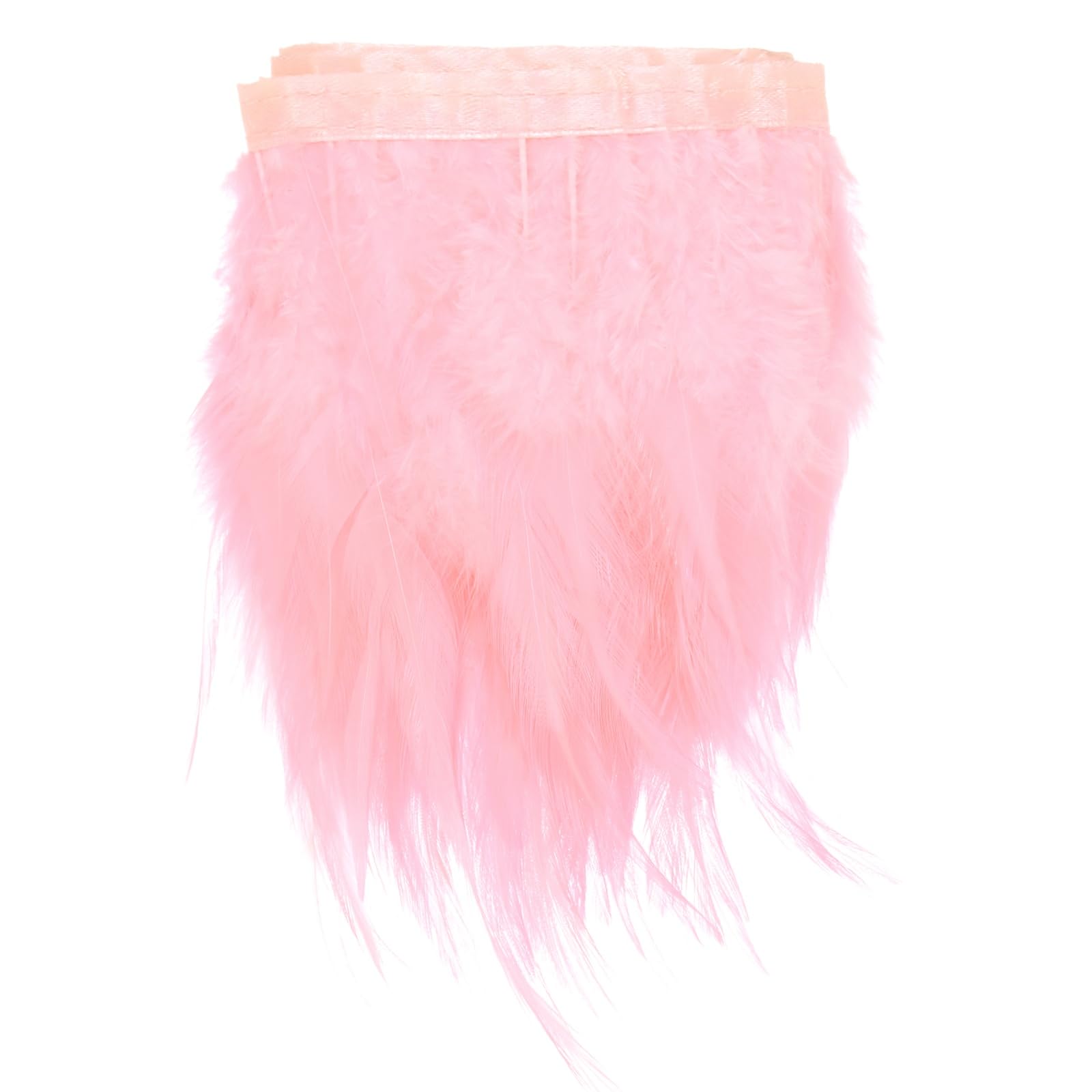 M METERXITY Rooster Feather Trim Fringe, 2 Yards 3-5" Natural Fluffy Feather Trim for Crafting/DIY Sewing/Party Clothing/Wedding Dress Decoration/Dream Catcher [Light Pink]