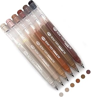 6 Colors 1.0mm Fine Pointed Acrylic Gel Pen Set,brown | Fit for Drawing Creation, Daily Painting, Coloring, Card Making, Journaling, Art Practical Stationery Combination