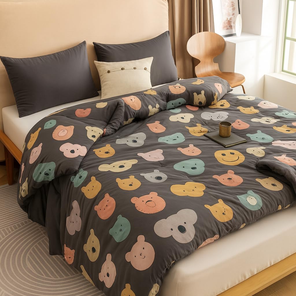 Ultra-Soft Kids Comforter for Single Bed | Cartoon Printed, Reversible AC Blanket/Duvet/Quilt | 150 GSM Microfiber, Glace Cotton | 0-8 Years Boys & Girls (60x90 Inches) (Bears)-image-41