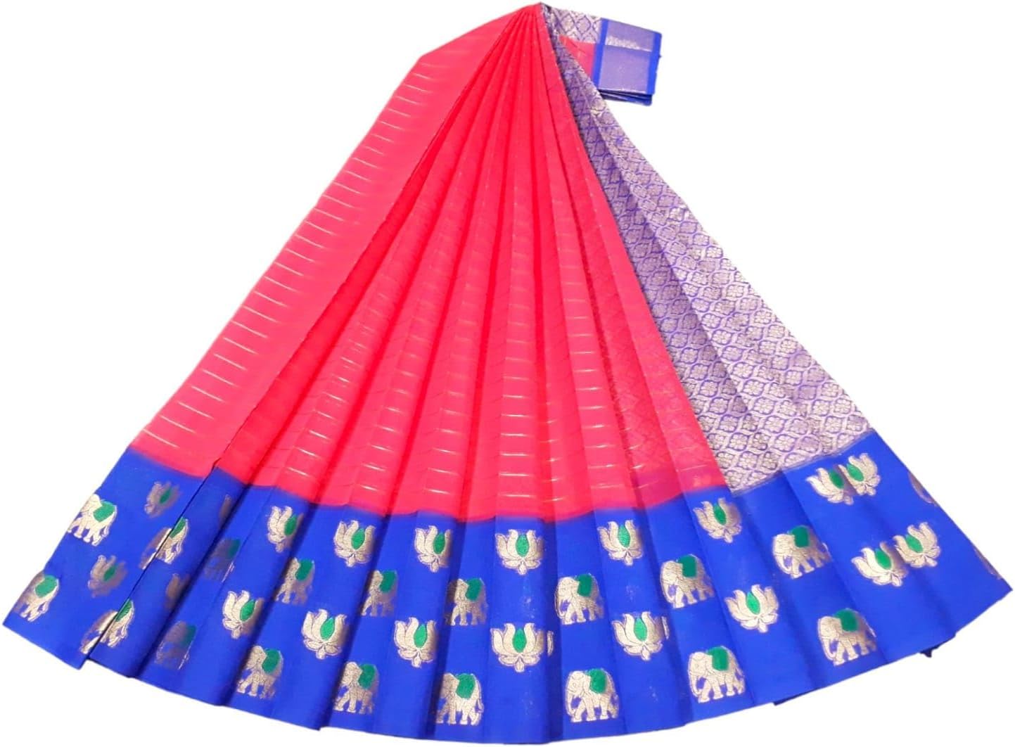 Sri Amman Sarees | Silk Cotton Jari Allover Design Saree With Contrast Rich Pallu (Running Blouse)