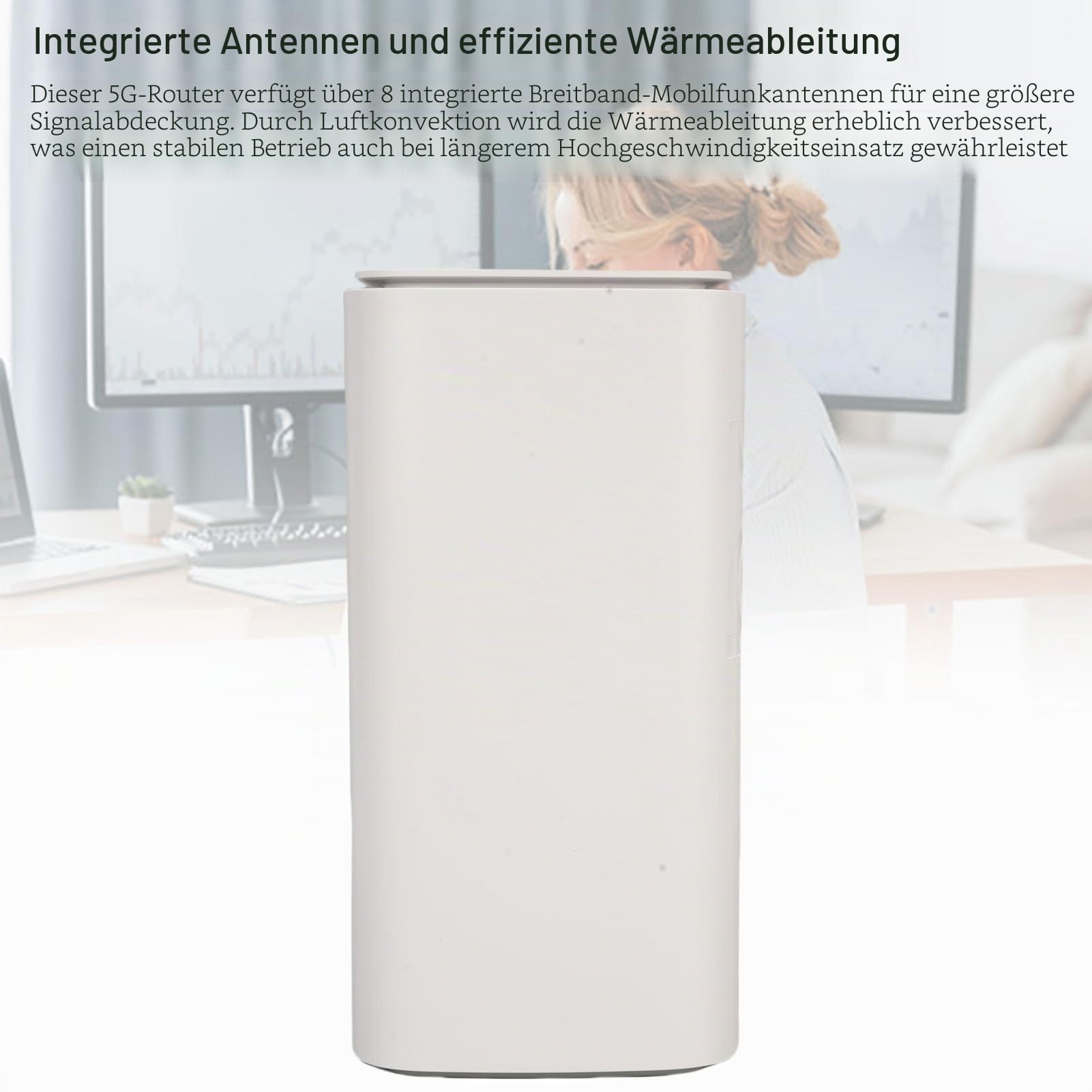 ciciglow 5G CPE -Router mit SIM -Kartensteckplatz, Tragbarer Mobilfunkrouter, Drahtloser Router mit WLAN 6 -Mesh -System für Home Office Indoor Wireless Internet (EU-Stecker)