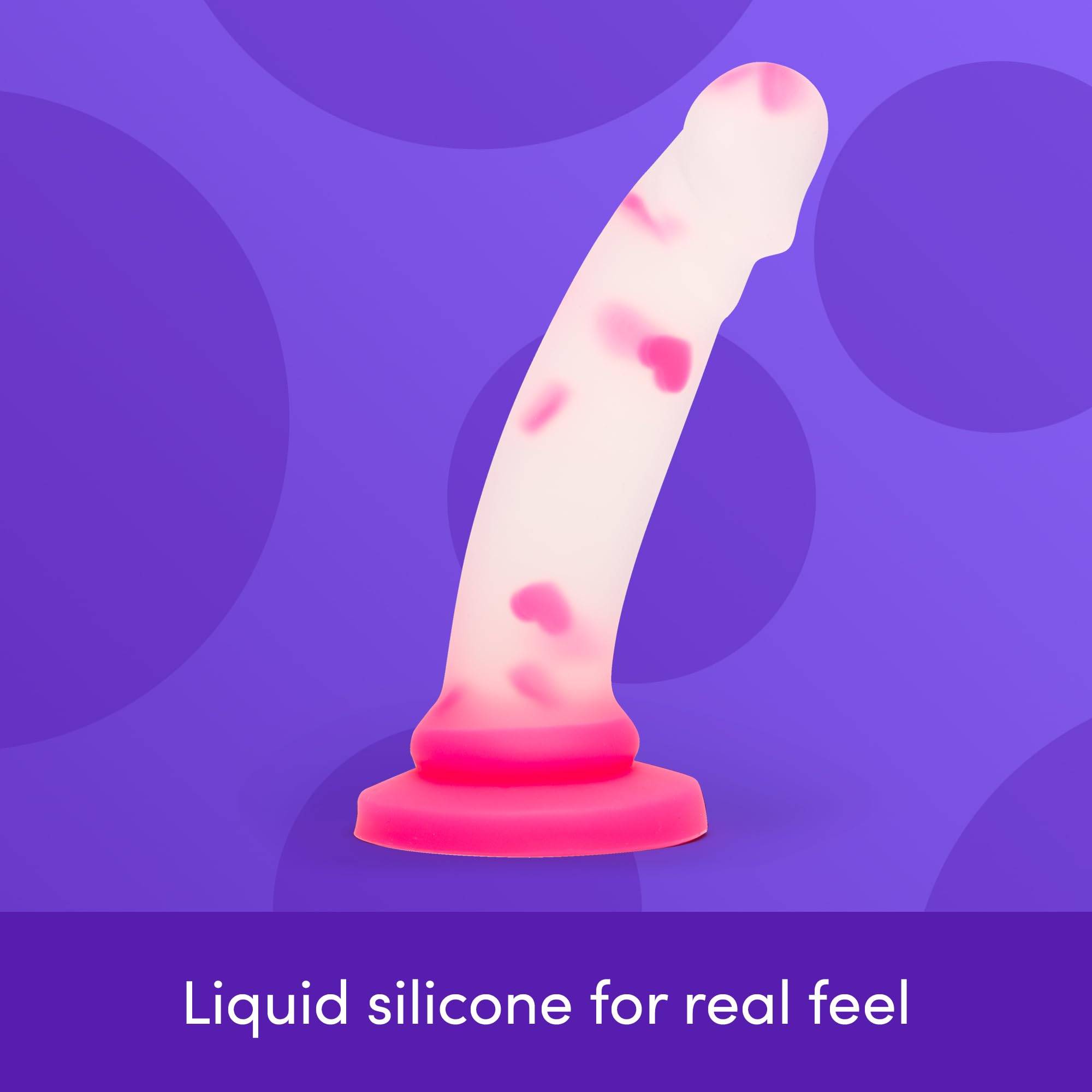 Lovehoney Heart Realistic Dildo | 8 Inch Suction Cup Dildo for Women | Liquid Silicone Curved Strap On Harness Compatible | Curved G Spot Stimulator | Adult Sex Toys for Couples | Clear & Pink