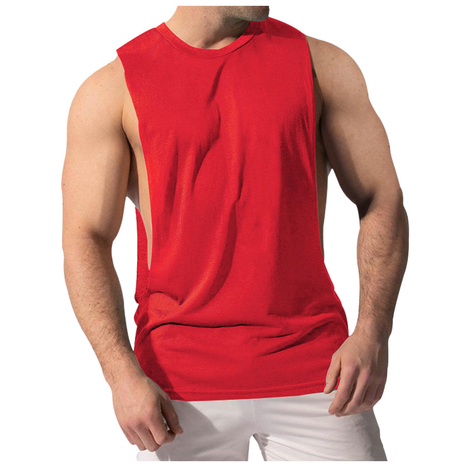 Débardeur Homme Grande Taille - Haut sans Manche Couleur Unie Tank Top Ample Fitness Gym Extérieur