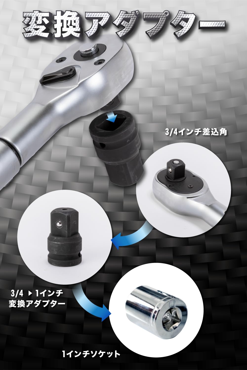 Amazon.co.jp: DELINQ トルクレンチ 大型 差込角19mm(3/4インチ) プレ