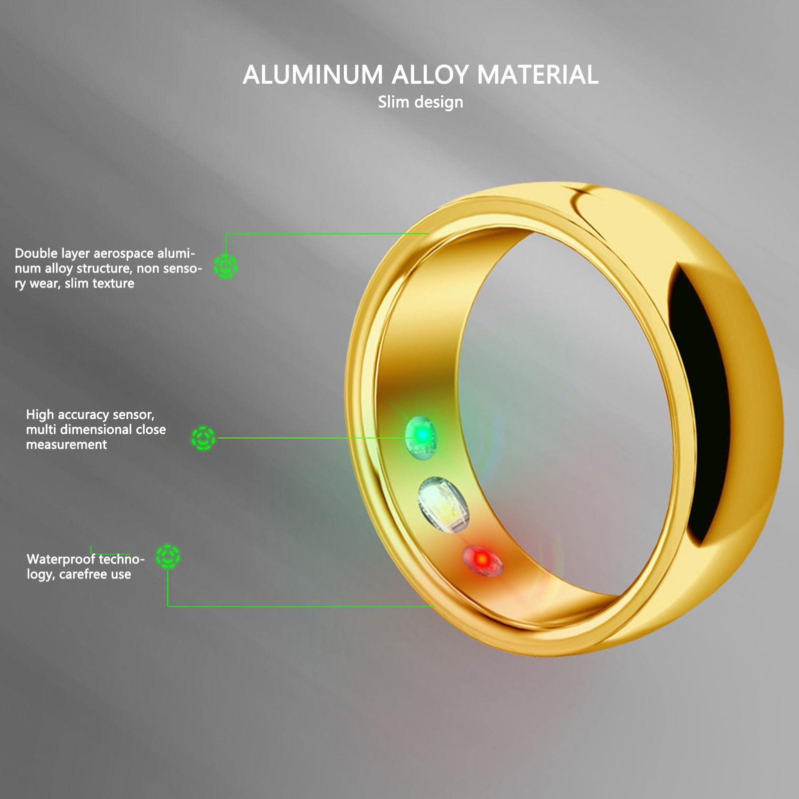 Smart Health Ring, SR300 Fitness Ring IP68 Waterproof, Built in Pedometer, Multi Sport Modes Sleep Tracking Ring with Charging Case for Men and Women, (Size20 (US 10, for