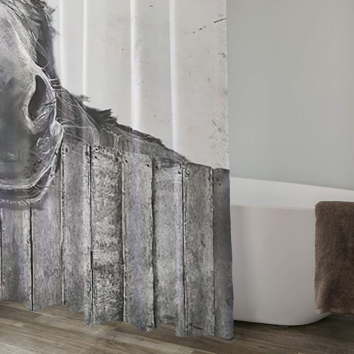 Farmhouse Duschvorhang Mit Esel-Motiv – 183x183 Cm, Wasserdichtes Polyester, Rustikales Design