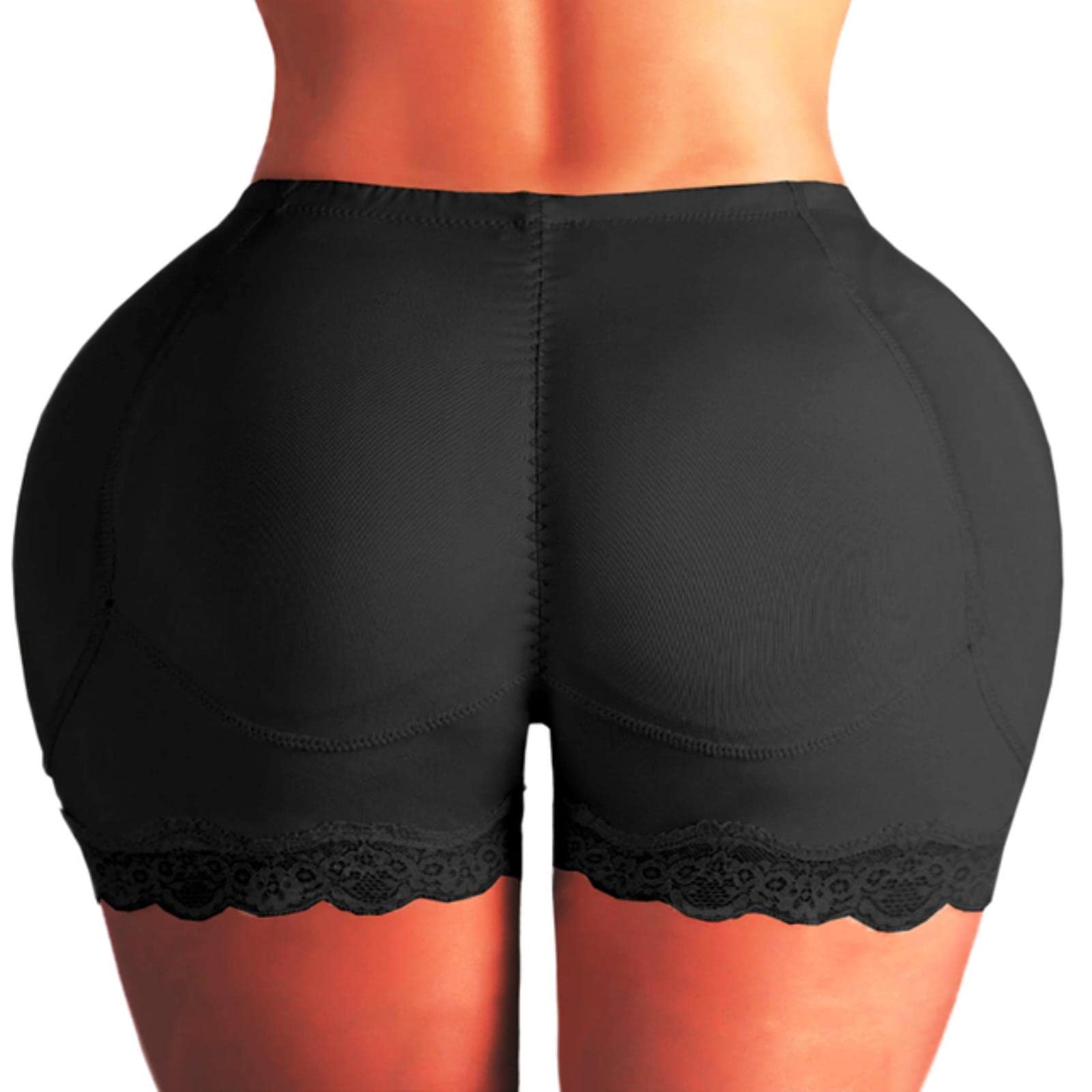 Butt Lifter Hose für Damen Schwamm Gepolsterte Höschen Big Ass Booty Hüfte Taille Control Höschen-Black 4 Pads,L